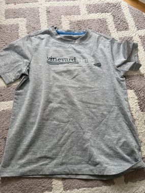 Vineyard Vines Grey Short Sleeve Logo Tee with Navy Accent
